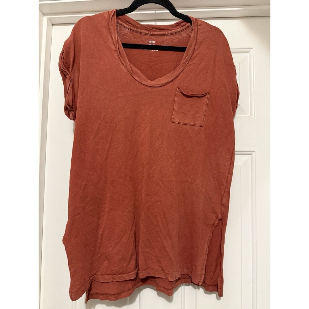Aerie Women's Rust Top XS Short Sleeve Casual Boho Chic